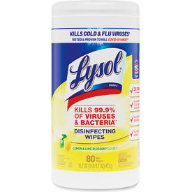 Lysol® Disinfecting Wipes, Lemon & Lime Blossom®, 80 Wipes/Canister, 3 Canisters/Pack