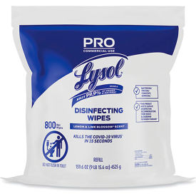 Lysol® Disinfecting Wipes Bucket, Lemon & Lime Blossom, 800 Wipes/Bag, 2 Refill Bags/Carton